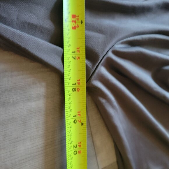 Next Question Womens Long Sleeve Wrap Dress Gray Ruched Stretchy Knee Length Si - Picture 7 of 7